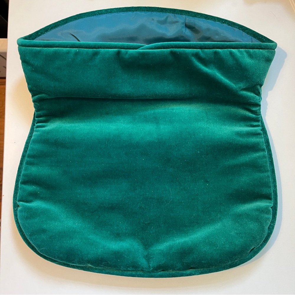 Vintage 1980s rare Jeannie Bouchever Embroidered Green Clutch - Picture 2 of 5